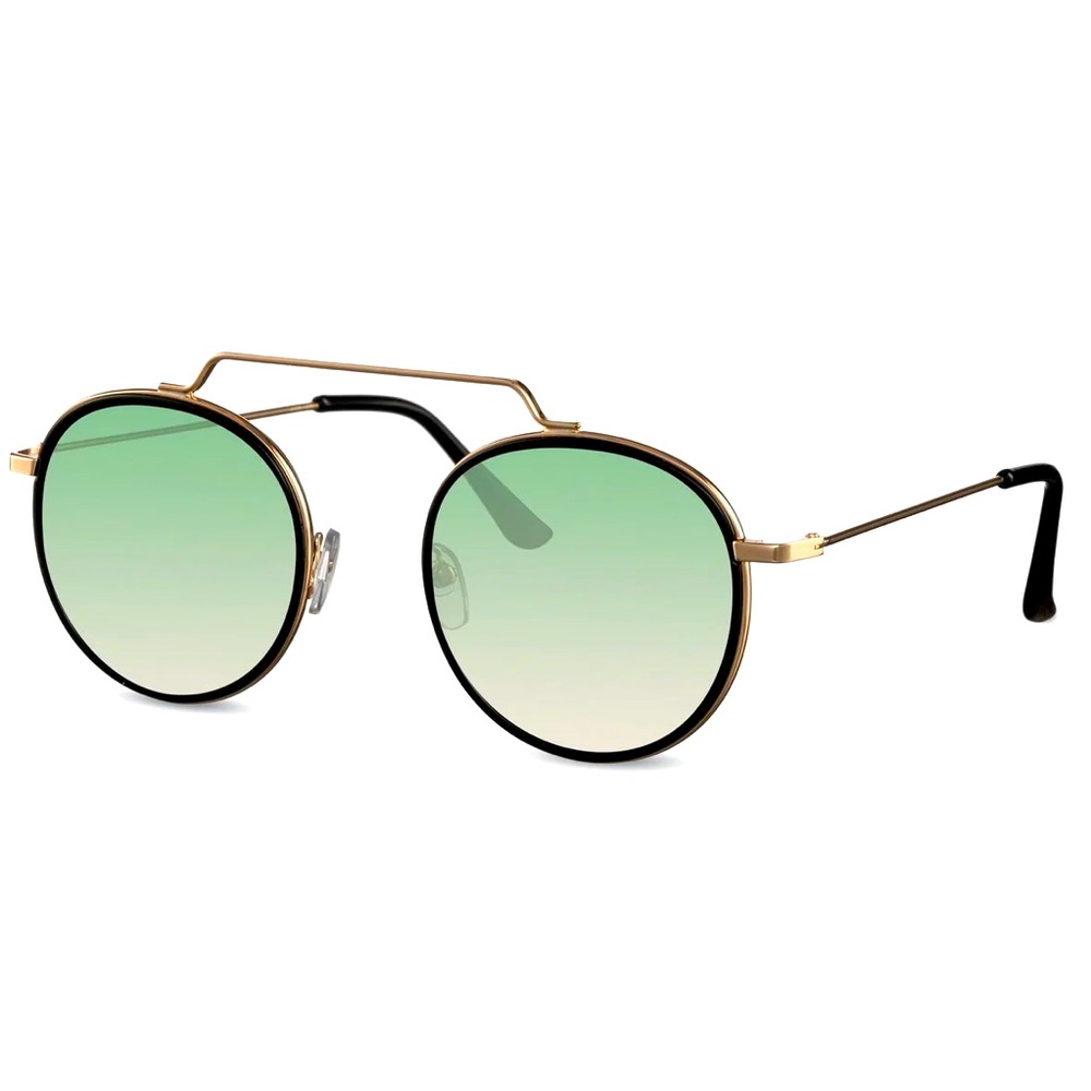 NEW! Round gold rim double bridge sunglasses
